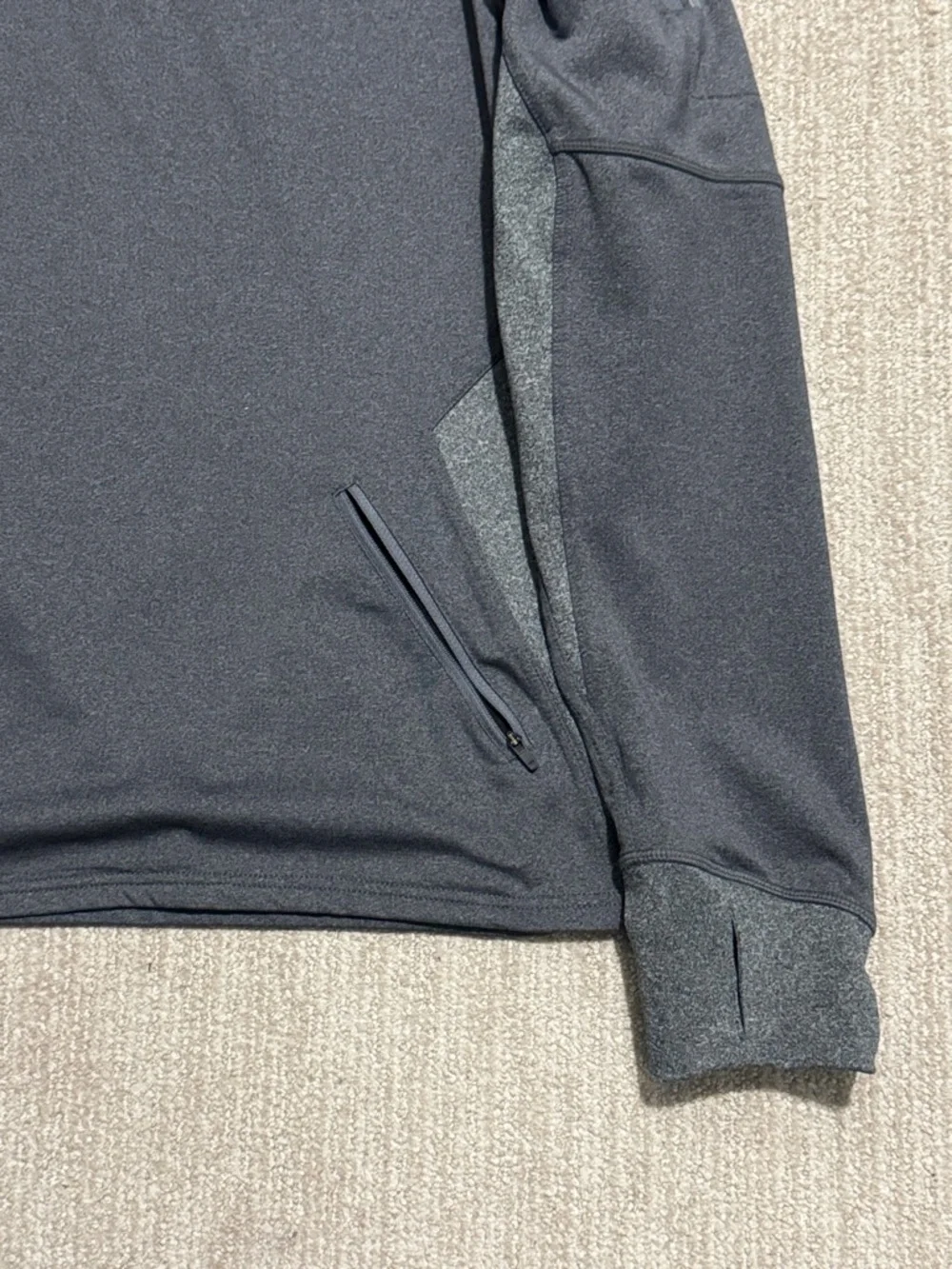 Hylete Mens Size L Gray Flexion II Quarter Zip Jacket Thumbholes Performance